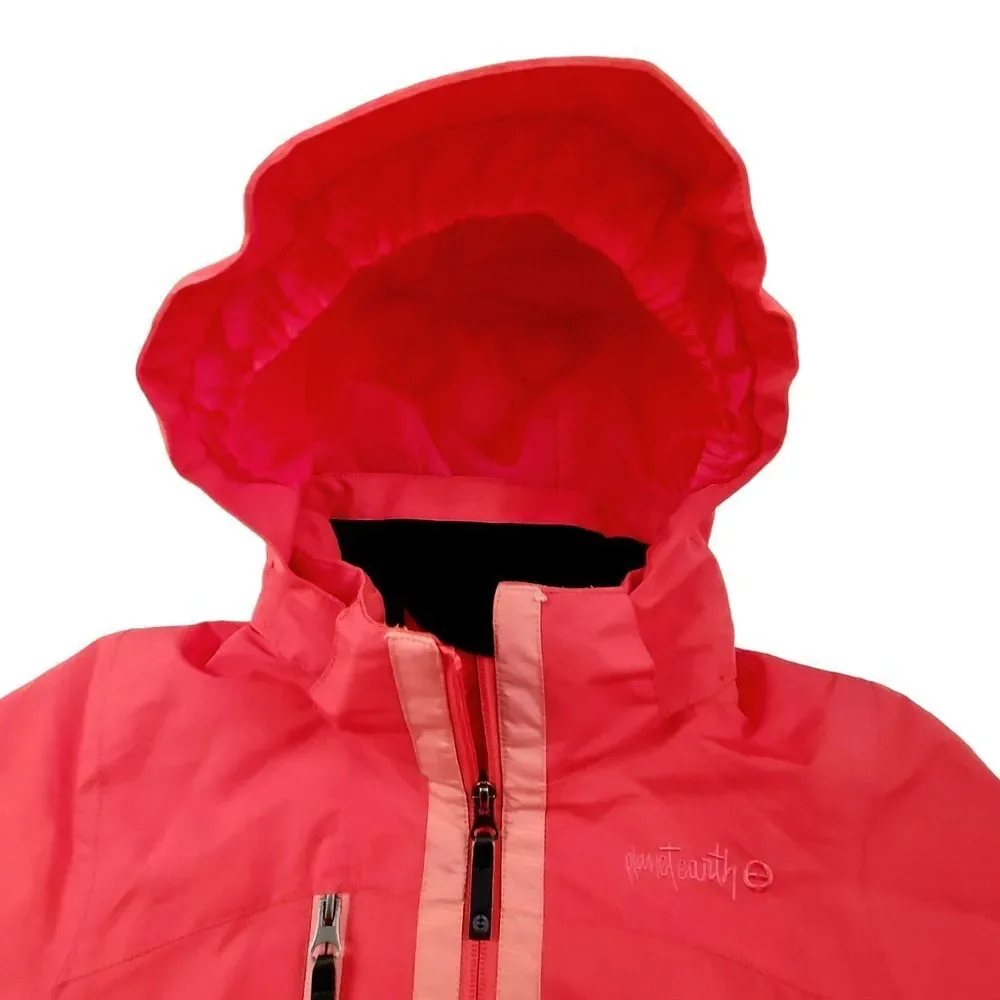 Planet Earth Snow Jacket Girls Small Orange Snowboarding Full Zip Insulated